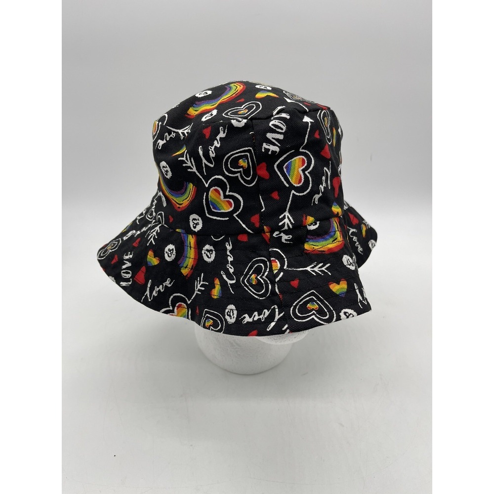 Patterned Pride Bucket Hat-Black Rainbow Pattern Used Gay Pride Hat 🌈